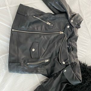 Faux leather off the shoulder